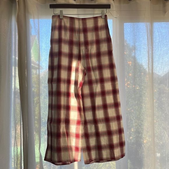 Plaid Cropped Wide Leg Pants - Picture 1 of 7
